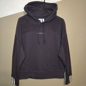 Adidas Women's Reveal Your Voice Hoodie Purple Loose Fit Logos Pockets Size XS